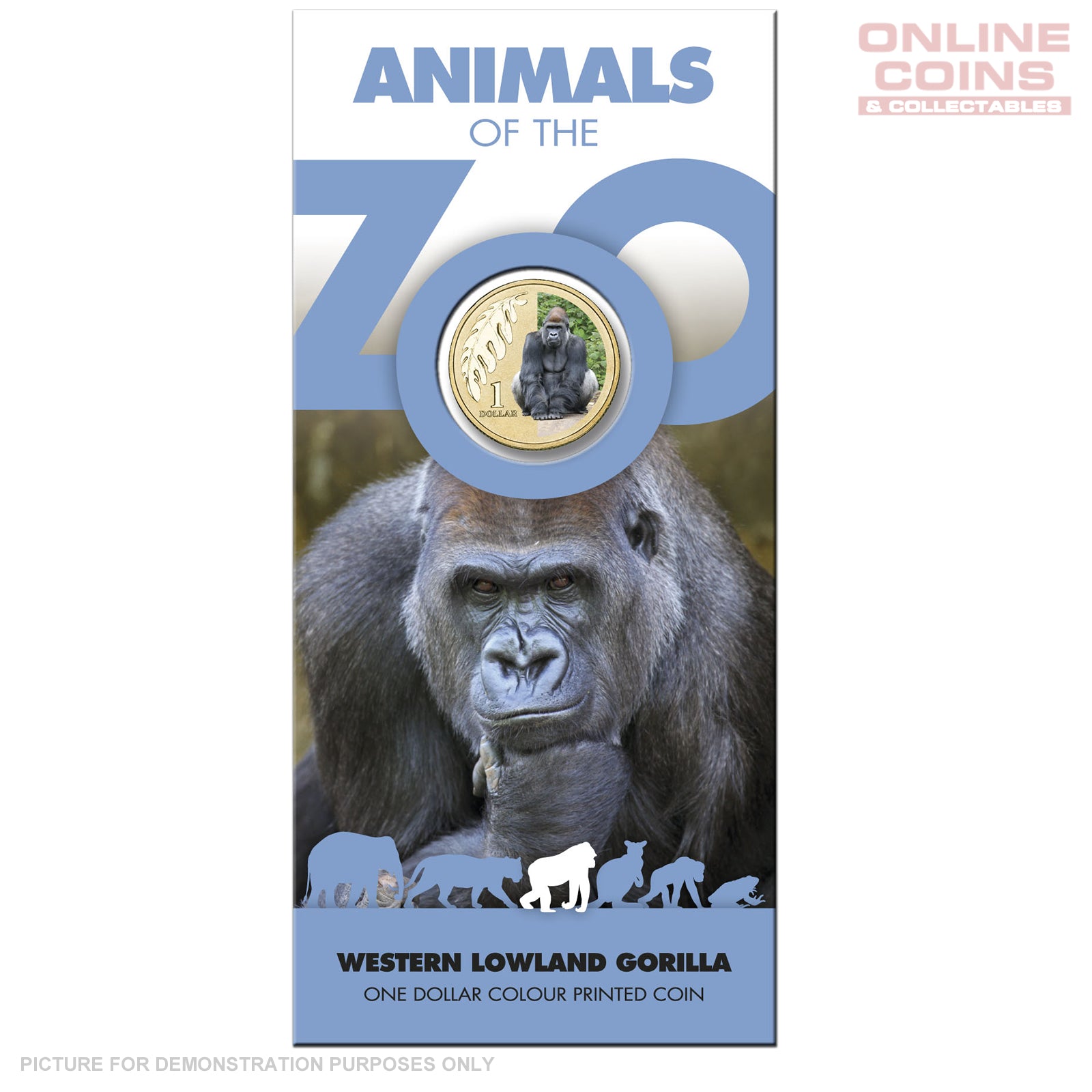 2012 $1 AlBr Uncirculated Carded Coin - Land Series - Lowlands Gorilla